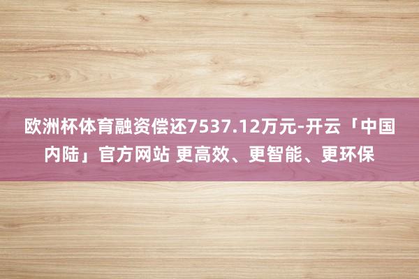 欧洲杯体育融资偿还7537.12万元-开云「中国内陆」官方网站 更高效、更智能、更环保
