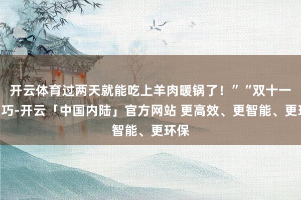 开云体育过两天就能吃上羊肉暖锅了！”“双十一”技巧-开云「中国内陆」官方网站 更高效、更智能、更环保