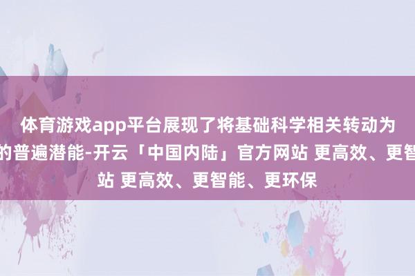 体育游戏app平台展现了将基础科学相关转动为推行分娩力的普遍潜能-开云「中国内陆」官方网站 更高效、更智能、更环保