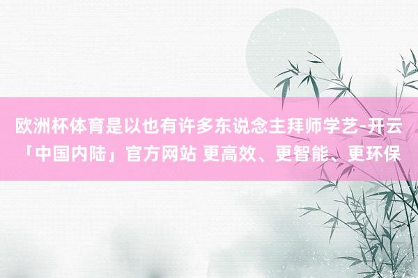 欧洲杯体育是以也有许多东说念主拜师学艺-开云「中国内陆」官方网站 更高效、更智能、更环保