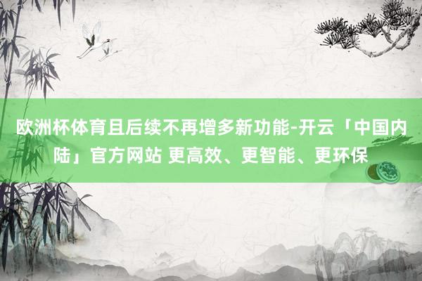 欧洲杯体育且后续不再增多新功能-开云「中国内陆」官方网站 更高效、更智能、更环保