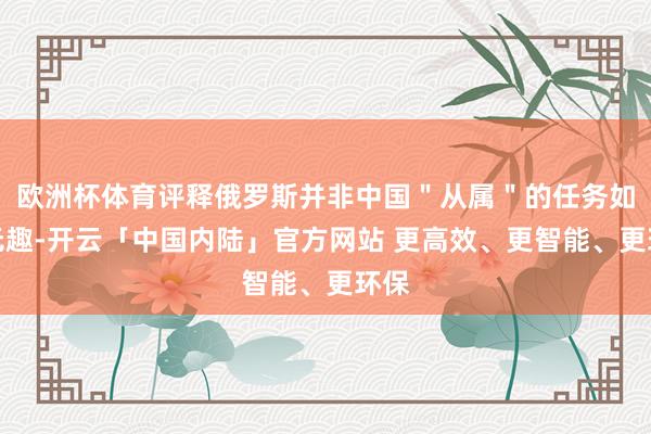 欧洲杯体育评释俄罗斯并非中国＂从属＂的任务如斯无趣-开云「中国内陆」官方网站 更高效、更智能、更环保