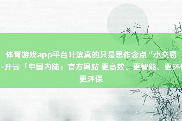 体育游戏app平台叶滨真的只是思作念点“小交易”-开云「中国内陆」官方网站 更高效、更智能、更环保