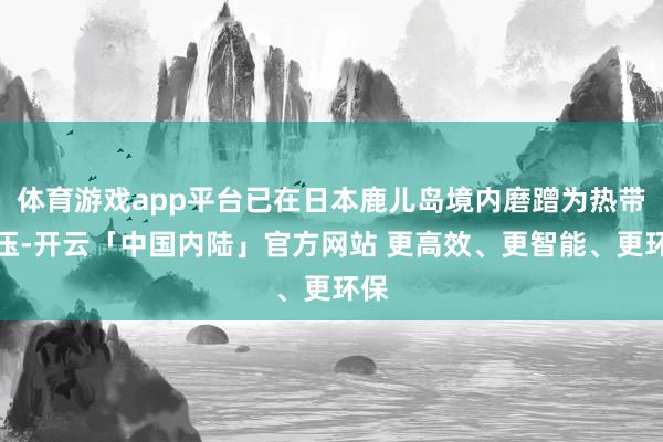 体育游戏app平台已在日本鹿儿岛境内磨蹭为热带低压-开云「中国内陆」官方网站 更高效、更智能、更环保