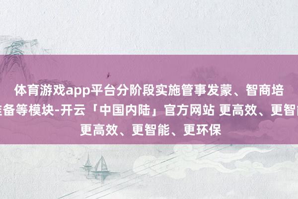 体育游戏app平台分阶段实施管事发蒙、智商培养、管事准备等模块-开云「中国内陆」官方网站 更高效、更智能、更环保