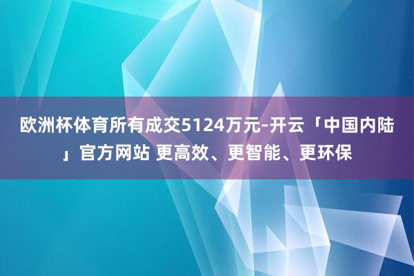 欧洲杯体育所有成交5124万元-开云「中国内陆」官方网站 更高效、更智能、更环保