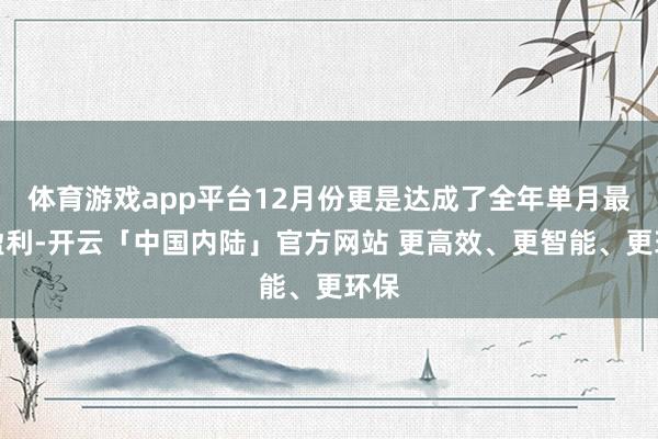体育游戏app平台12月份更是达成了全年单月最好盈利-开云「中国内陆」官方网站 更高效、更智能、更环保
