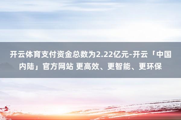 开云体育支付资金总数为2.22亿元-开云「中国内陆」官方网站 更高效、更智能、更环保