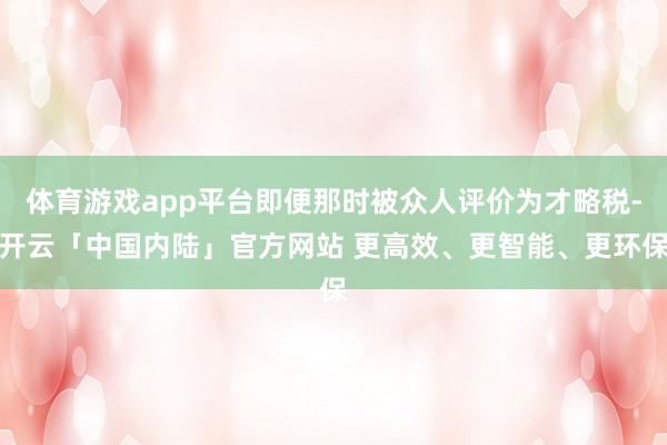 体育游戏app平台即便那时被众人评价为才略税-开云「中国内陆」官方网站 更高效、更智能、更环保